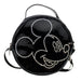 Women's Round Crossbody Bag - Black Patent PU - Mickey Mouse Rhinestone Smiling Face Outline Crossbody Bags Disney   
