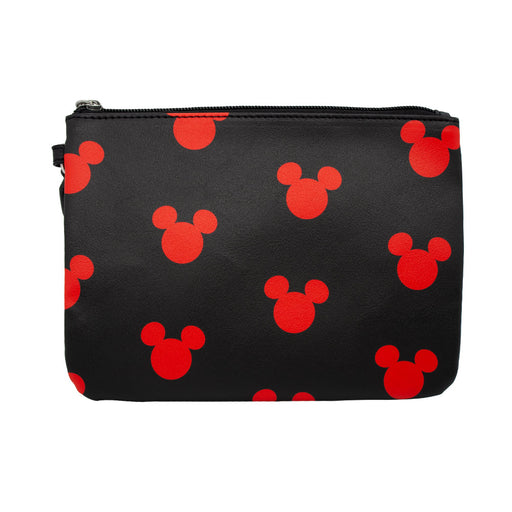 Wallet Single Pocket Wristlet - Mickey Mouse Head Monogram Black Red Wristlets Disney   