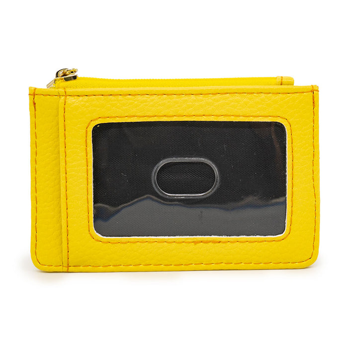 Wallet ID Card Holder - Disney Signature D Debossed Yellow PU with Gold Metal D Icon Mini ID Wallets Disney   