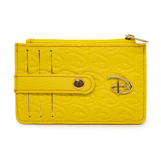 Wallet ID Card Holder - Disney Signature D Debossed Yellow PU with Gold Metal D Icon Mini ID Wallets Disney   