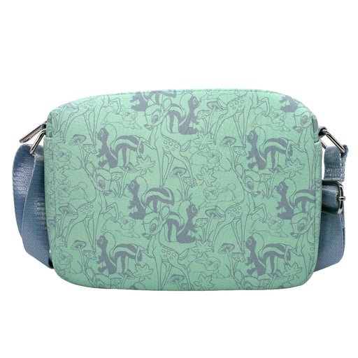 Women's Horizontal Crossbody Wallet - Bambi Thumper and Flower Forest Collage Blue Crossbody Bags Disney   