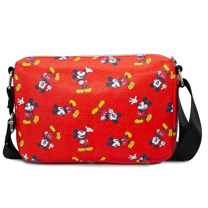 Women's Horizontal Crossbody Wallet - Mickey Mouse Classic Poses Scattered Red Crossbody Bags Disney   