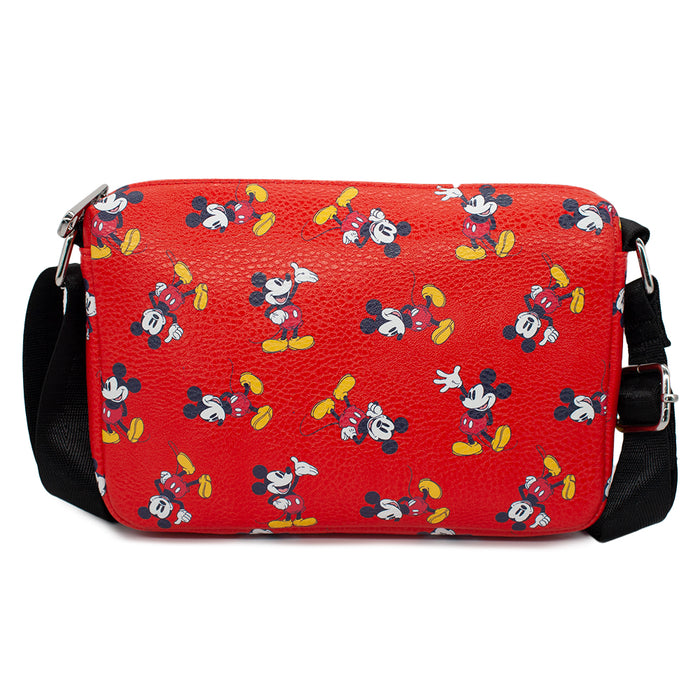 Women's Horizontal Crossbody Wallet - Mickey Mouse Classic Poses Scattered Red Crossbody Bags Disney   