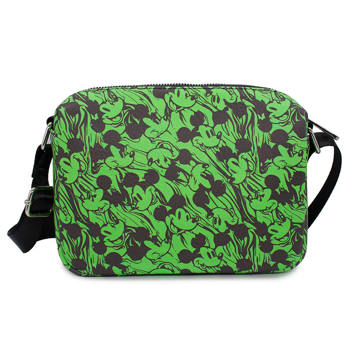 Women's Horizontal Crossbody Wallet - Mickey Mouse Melting Expressions Green Black Crossbody Bags Disney   