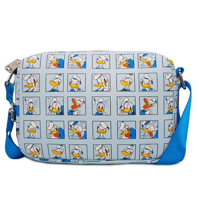 Horizontal Crossbody Wallet - Donald Duck Expression Blocks Baby Blue Crossbody Bags Disney   