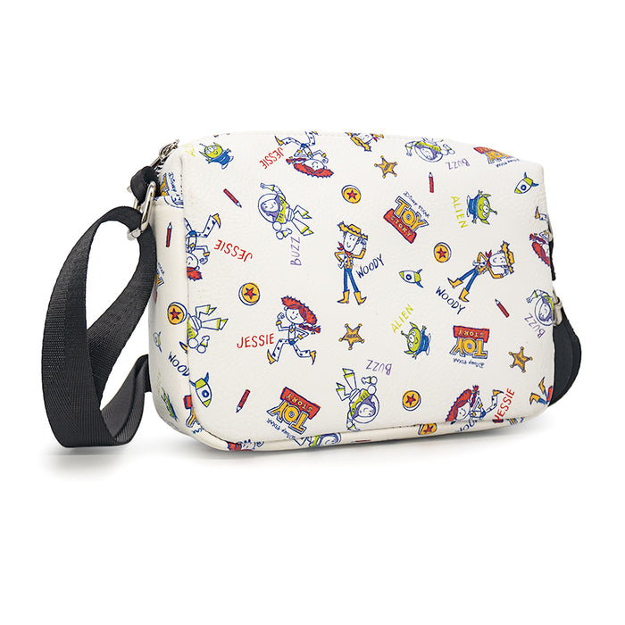 Horizontal Crossbody Wallet - TOY STORY Character Doodles Collage White Multi Color Crossbody Bags Disney   