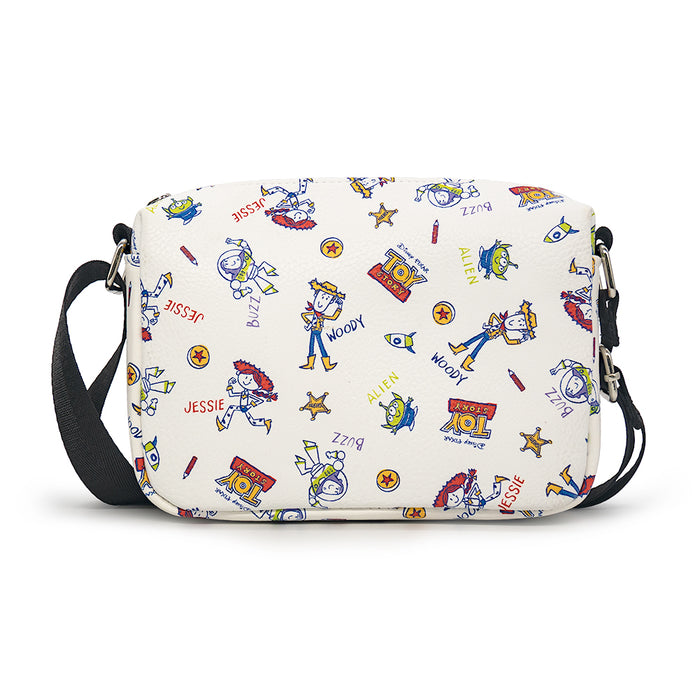 Horizontal Crossbody Wallet - TOY STORY Character Doodles Collage White Multi Color Crossbody Bags Disney   