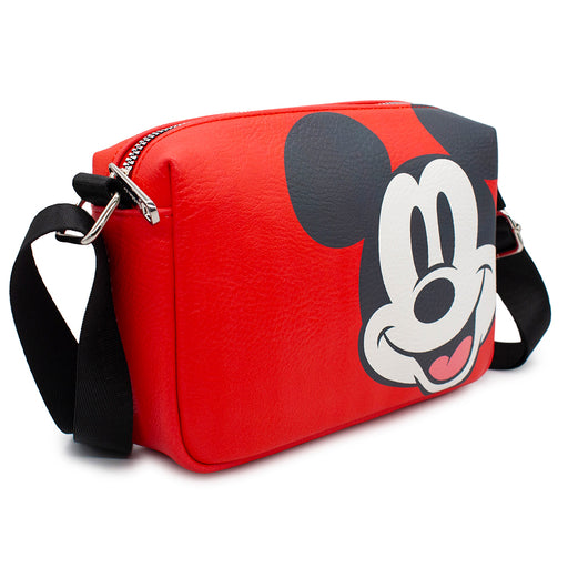 Horizontal Crossbody Wallet - Mickey Mouse Smiling Face Close-Up Red Crossbody Bags Disney   