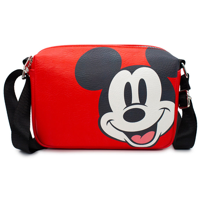 Horizontal Crossbody Wallet - Mickey Mouse Smiling Face Close-Up Red Crossbody Bags Disney   
