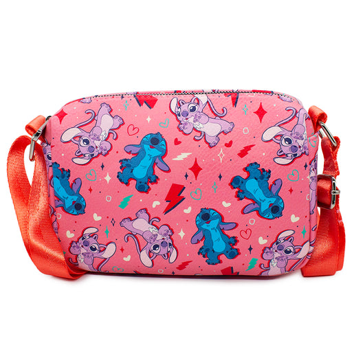 Horizontal Crossbody Wallet - Lilo & Stitch Angel and Stitch Poses and Doodles Pinks Blues Crossbody Bags Disney   
