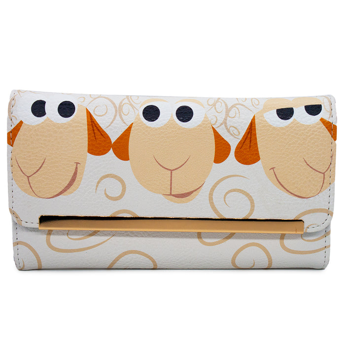Envelope Fold Over Wallet PU - Toy Story Sheep Trio Billy Goat and Gruff Pose White Tan Clutch Snap Closure Wallets Disney   