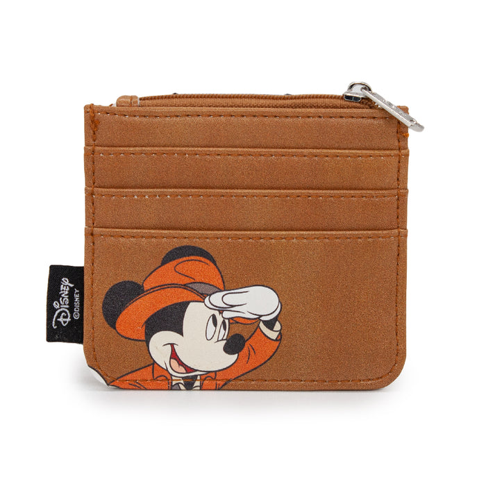 Women's Wallet ID Zip Top - Adventure Mickey Mouse Poses Brown Mini ID Wallets Disney   