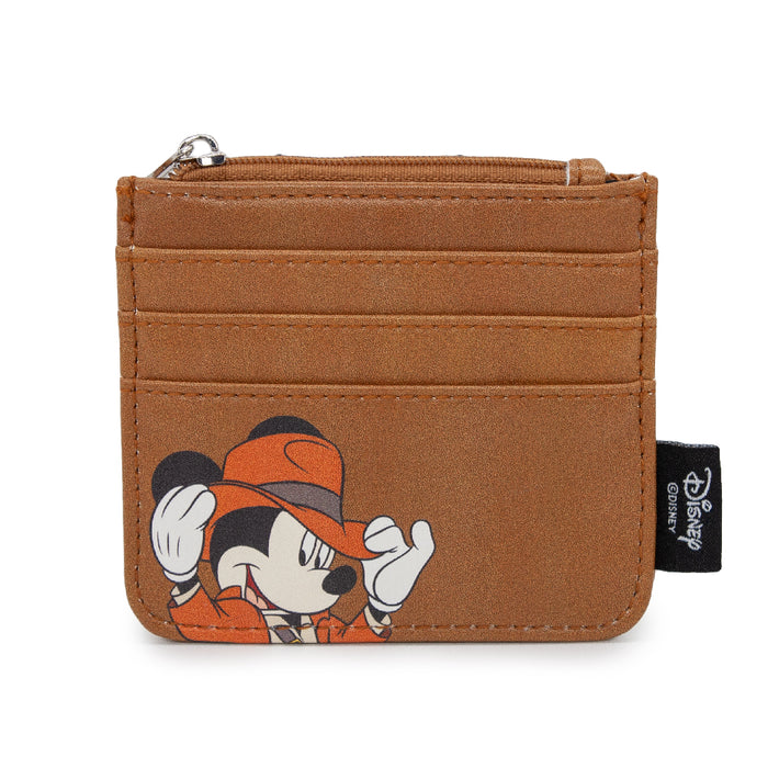 Women's Wallet ID Zip Top - Adventure Mickey Mouse Poses Brown Mini ID Wallets Disney   