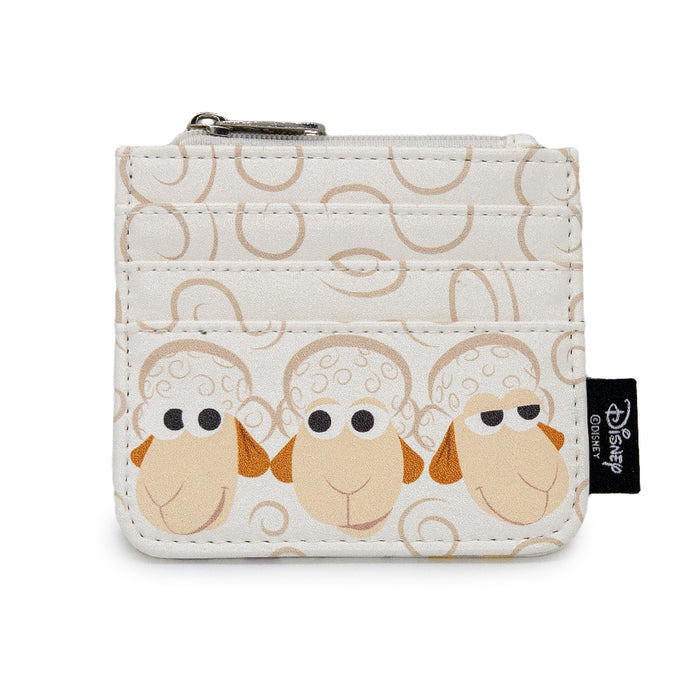 Women's Wallet ID Zip Top - Toy Story 4 Sheep Trio Billy, Goat and Gruff Pose White Tan Mini ID Wallets Disney   