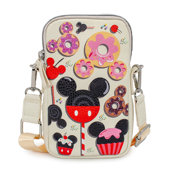 Wallet Phone Bag Holder - Disney Mickey Mouse Dessert Sweet Treats Scattered Cream Crossbody Bags Disney   