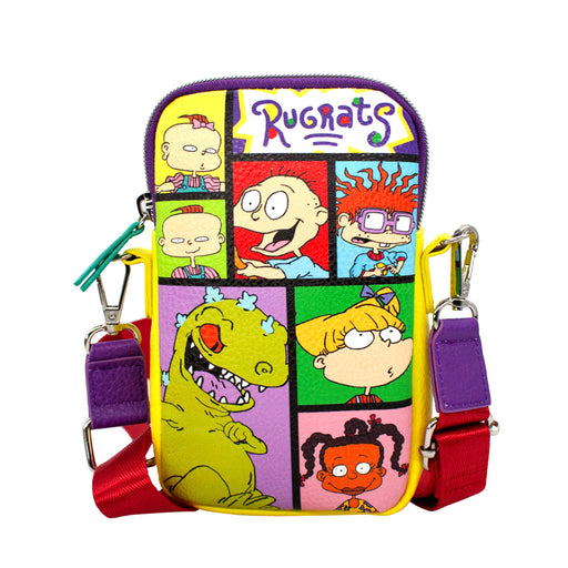Wallet Phone Bag Holder - Rugrats Character Pose Blocks Yellow Purple Teal Crossbody Bags Nickelodeon   