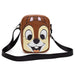Disney Bag, Cross Body, Chip Character Face Close Up on Front and Text on Back, Brown, Vegan Leather Crossbody Bags Disney   