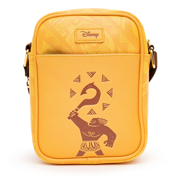 Disney Bag, Cross Body, Moana Maui Glow in the Dark Fish Hook and Pose, Orange, Vegan Leather Crossbody Bags Disney   