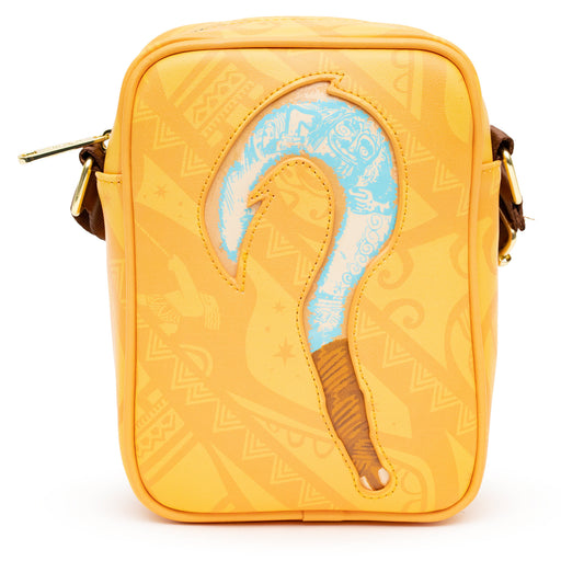 Disney Bag, Cross Body, Moana Maui Glow in the Dark Fish Hook and Pose, Orange, Vegan Leather Crossbody Bags Disney   