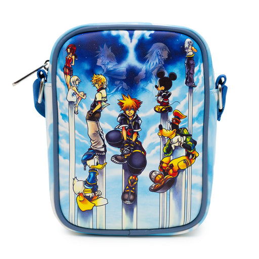 Disney Bag, Cross Body, Kingdom Hearts Character Group Pose, Blue, Vegan Leather Crossbody Bags Disney   