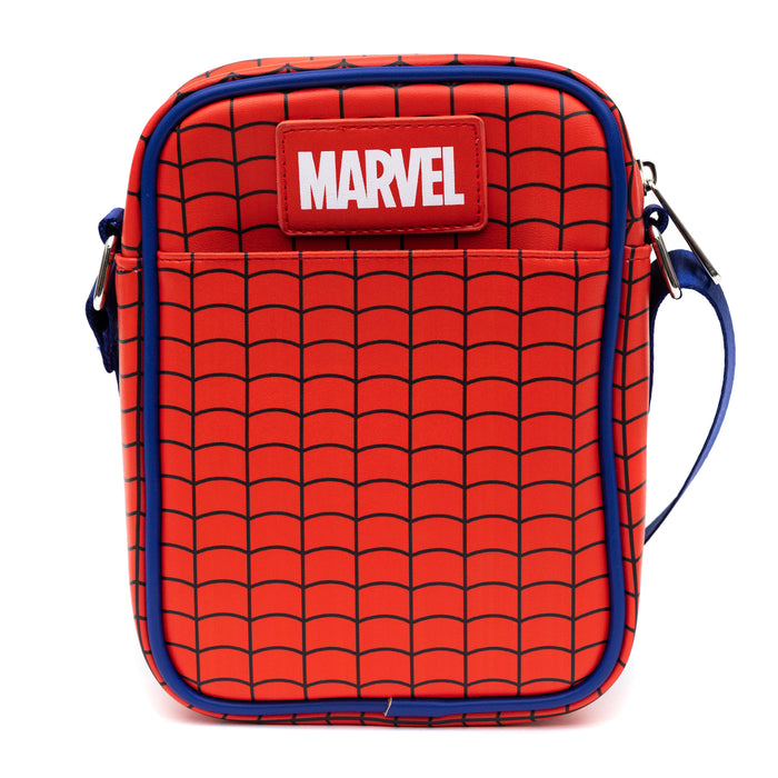 Marvel Comics Bag, Cross Body, Spider Man Character Close Up, Red Blue, Vegan Leather Crossbody Bags Marvel Comics   