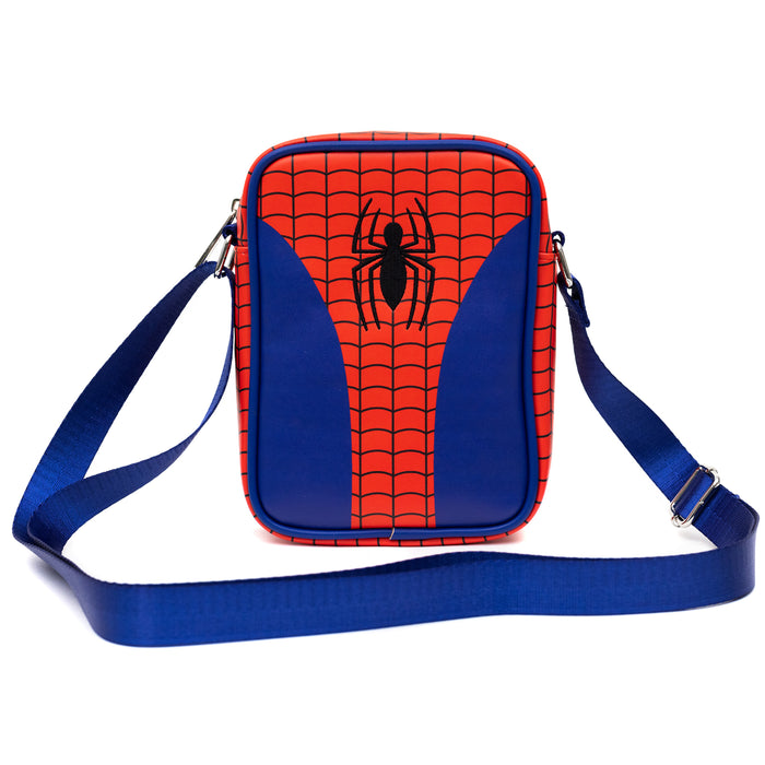 Marvel Comics Bag, Cross Body, Spider Man Character Close Up, Red Blue, Vegan Leather Crossbody Bags Marvel Comics   