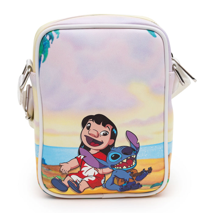 Disney Bag, Cross Body, Lilo and Stitch Riding and Beach Poses, Vegan Leather Crossbody Bags Disney   