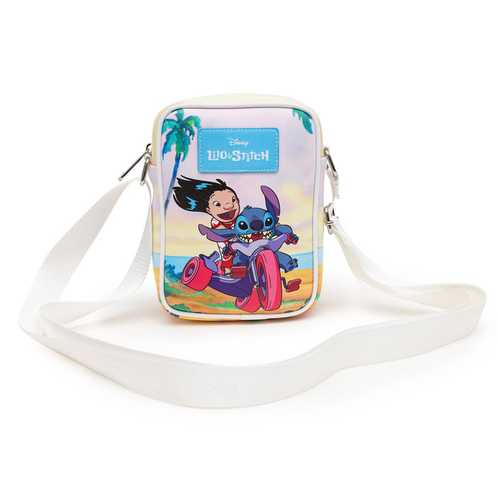 Disney Bag, Cross Body, Lilo and Stitch Riding and Beach Poses, Vegan Leather Crossbody Bags Disney   