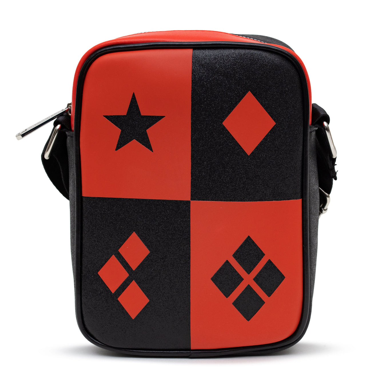 DC Comics Bag, Cross Body, Harley Quinn Diamonds Icons Red Black, Vegan Leather Crossbody Bags DC Comics   