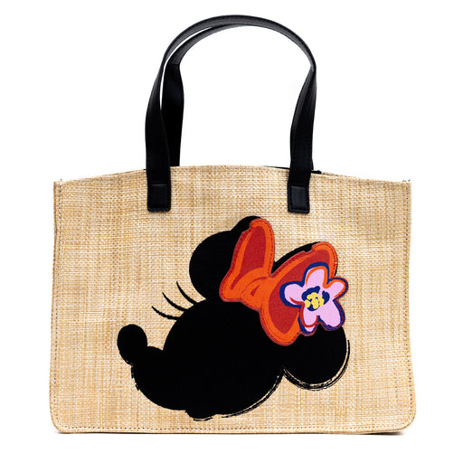 Disney Natures Sweetest Friends Poly Twill Shoulder Tote Bag With Brown  Trim Featuring A Floral Print Pattern With A Mickey Mouse Ear-Shaped Charm