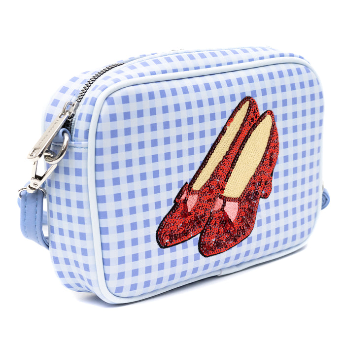 Wizard of Oz Bag, Cross Body, The Wizard of Oz Dorothy Sequined Ruby Slippers with Toto Pose, Blue, Vegan Leather Crossbody Bags Warner Bros. Movies   