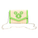 Disney Bag, Horizontal Fold Over Cross Body, Mickey Mouse Embroidered Citrus Ears Lime Green, Raffia Straw Crossbody Bags Disney   