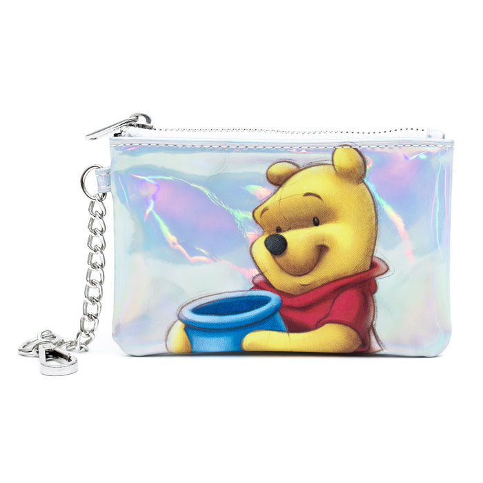 Disney Bag and Wallet Combo, Disney 100 Winnie The Pooh Pose Iridescent Holographic, Oil Slick Vegan Leather Crossbody Bag and Wallet Sets Disney   