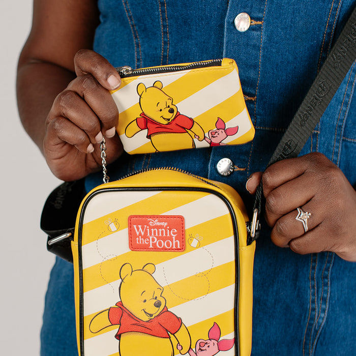 Disney Bag and Wallet Combo, Winnie the Pooh and Piglet Golden Yellow, Vegan Leather Crossbody Bag and Wallet Sets Disney   