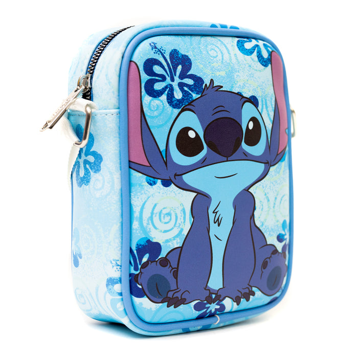 Disney Bag and Wallet Combo, Lilo and Stitch Stich Floral Blues, Vegan Leather Crossbody Bag and Wallet Sets Disney   