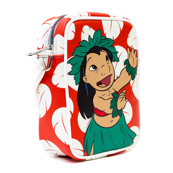 Disney Bag and Wallet Combo, Lilo and Stitch Lilo Hula Pose and Dress Print Red, Vegan Leather Crossbody Bag and Wallet Sets Disney   