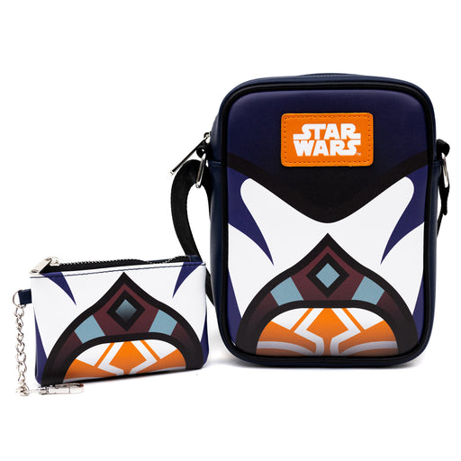 Star Wars Bag and Wallet Combo, Star Wars Ahsoka Tano Character Close Up Blue, Vegan Leather Crossbody Bag and Wallet Sets Star Wars   