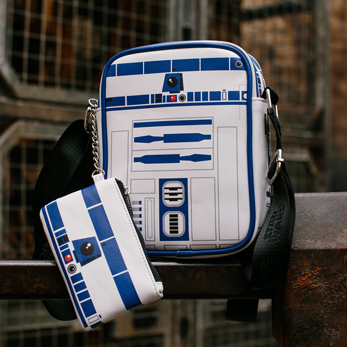 Star Wars Bag and Wallet Combo, Star Wars R2 D2 Droid Body White, Vegan Leather Crossbody Bag and Wallet Sets Star Wars   