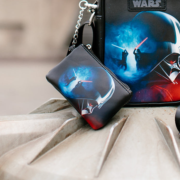 Star Wars Bag and Wallet Combo, Star Wars Darth Vader and Luke Skywalker Battle Scene Black, Vegan Leather Crossbody Bag and Wallet Sets Star Wars   