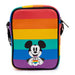 Disney Bag and Wallet Combo, Mickey Mouse Pride Happy Face Close Up, Rainbow Stripe, Vegan Leather Crossbody Bag and Wallet Sets Disney   