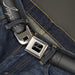 IMPALA Script Emblem Full Color Black Silver Seatbelt Belt - IMPALA Script Emblem Gray Fade/Silver Webbing Seatbelt Belts GM General Motors   