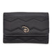 Women's Fold Over Wallet Rectangle Quilted PU - Disney Signature D Silver Logo with Chevron Stitch Black Clutch Snap Closure Wallets Disney   