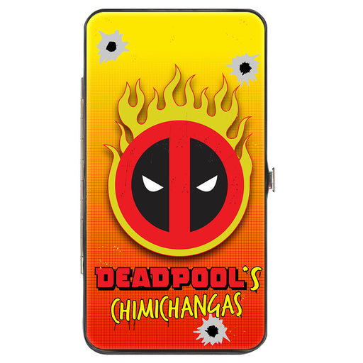 MARVEL DEADPOOL Hinged Wallet - Deadpool DEADPOOL'S CHIMICHANGAS Flaming Logo + Flaming Food Truck Reds Yellows Hinged Wallets Marvel Comics   