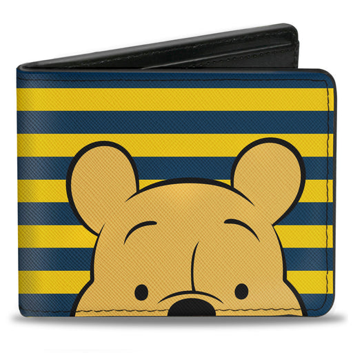 Bi-Fold Wallet - Winnie the Pooh Eyes Stripe Navy Golden Yellow Bi-Fold Wallets Disney   