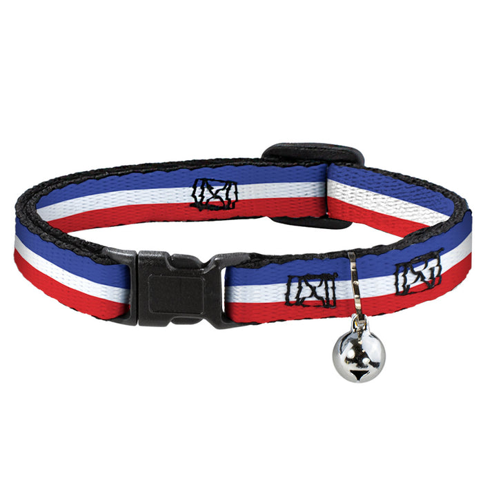 Cat Collar Breakaway - Stripes Blue White Red Breakaway Cat Collars Buckle-Down   