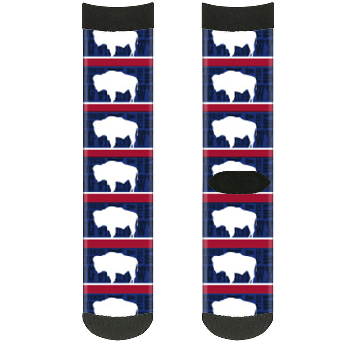 Sock Pair - Polyester - Wyoming Flags WYOMING Typography - CREW Socks Buckle-Down   