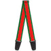 Guitar Strap - Holiday Trim Stripe Green Red Guitar Straps Buckle-Down   