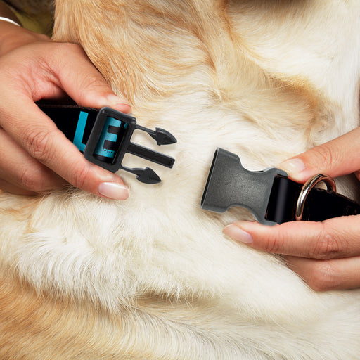 Plastic Clip Collar - LET'S GET WEIRD Weathered Black/Bright Blue Plastic Clip Collars Buckle-Down   