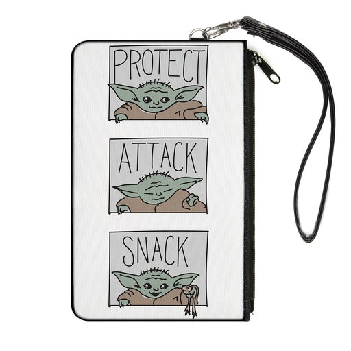 Canvas Zipper Wallet - SMALL - Star Wars The Child PROTECT ATTACK SNACK Pose Blocks White Canvas Zipper Wallets Star Wars   