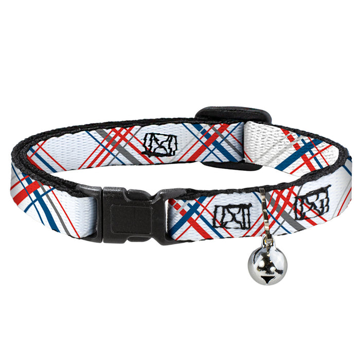 Cat Collar Breakaway - Plaid X White Red Turquoise Gray Breakaway Cat Collars Buckle-Down   